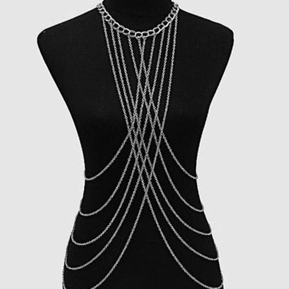 Harness Body Chain Alloy Sexy Bikini Jewelry Crossover for Women